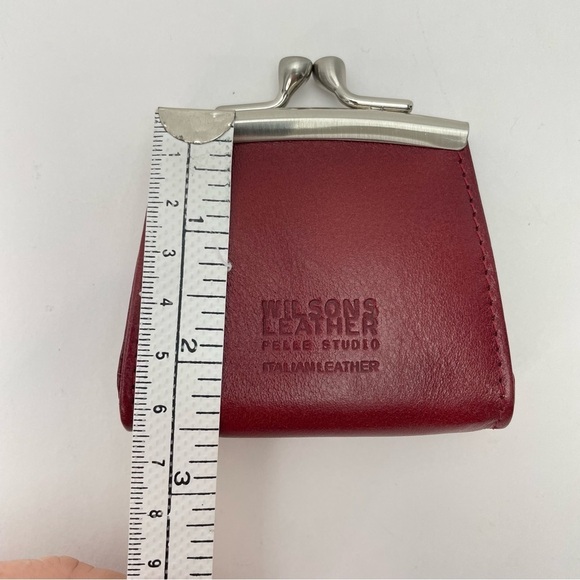 Wilsons Genuine Tan Leather Coin Purse Key Chain kiss Closure Vintage - Picture 7 of 10